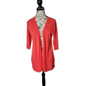 Chicos Womens XS Petite Coral Open Front Kimono Cardigan Lightweight Casual‎